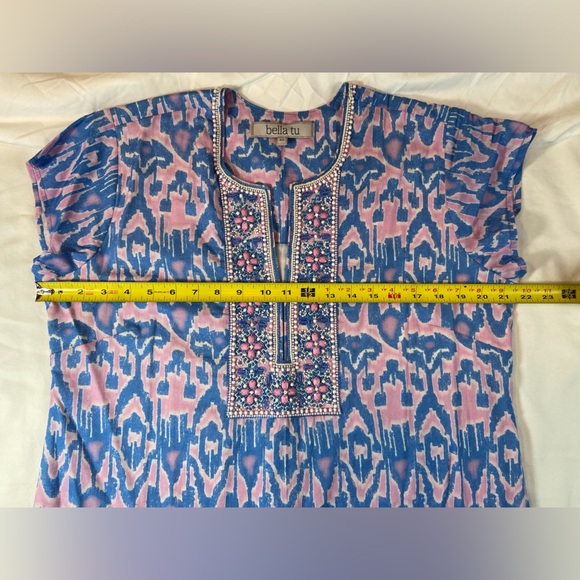 Bella Tu Embellished Hand Beaded Cap Sleeve‎ Caftan Mini Tunic Dress Size XL - Picture 7 of 12